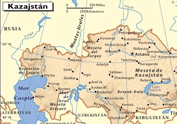 Mapa Kazajstán