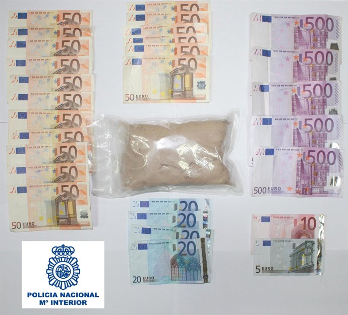 Dinero intervenido en operativo antidroga en Ourense