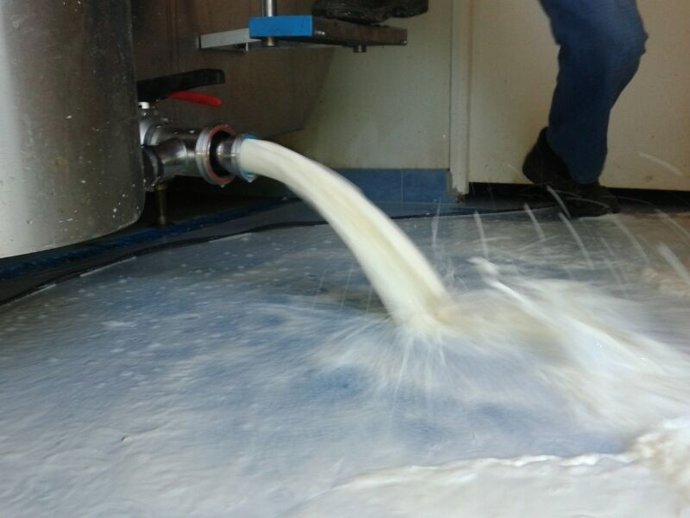 Los ganaderos gallegos tiran la leche durante la huelga de entrega