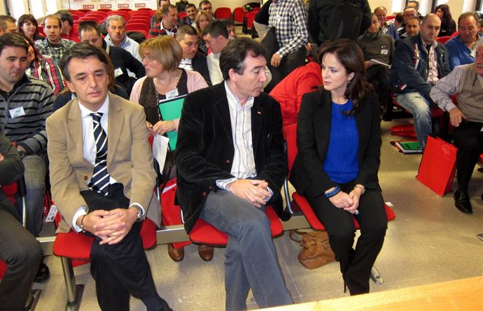 Ángel Hernández y Silvia Clemente en la sede de CC.OO.