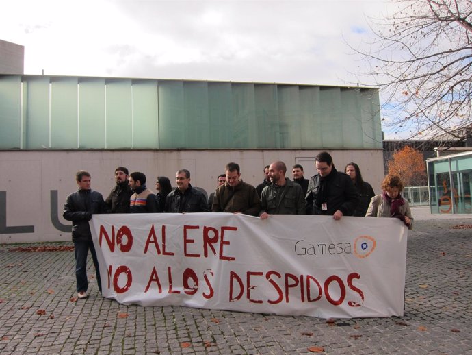 Concentración de los trabajadores de Gamesa en Pamplona.