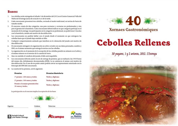 Programa certamen gastronómico.