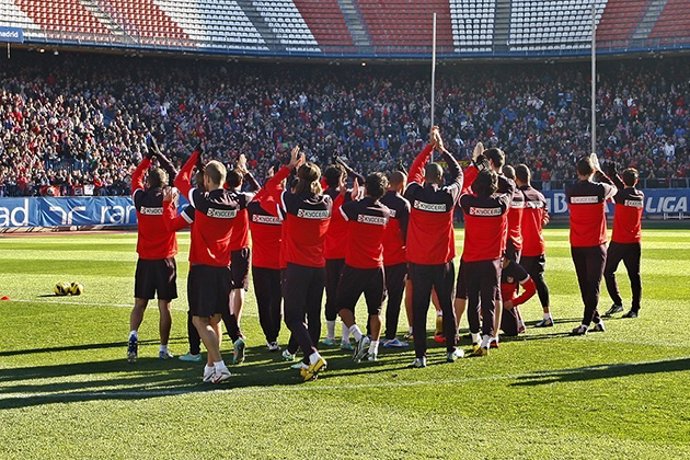 Entrenamiento del Atlético de Madrid en el Vicente Calderón