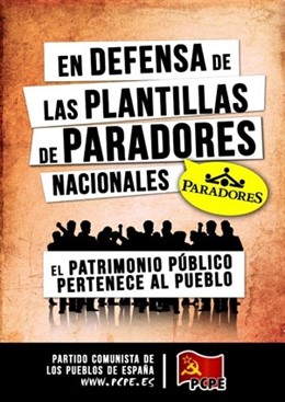 Cartel en defensa de las plantillas de Paradores Nacionales