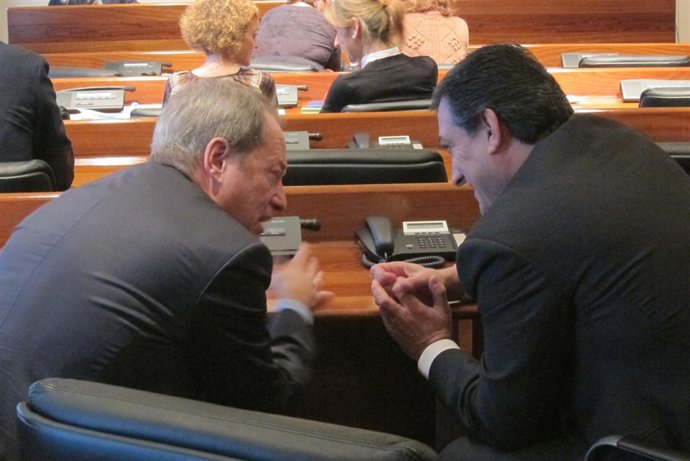 Aurelio Martín (IU) e Ignacio Prendes (UPyD) dialogando sobre los presupuestos