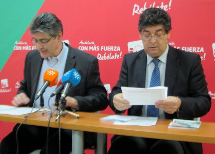 El coordinador general de IULV-CA, Diego Valderas, y Pérez Tapias, hoy en Sevill