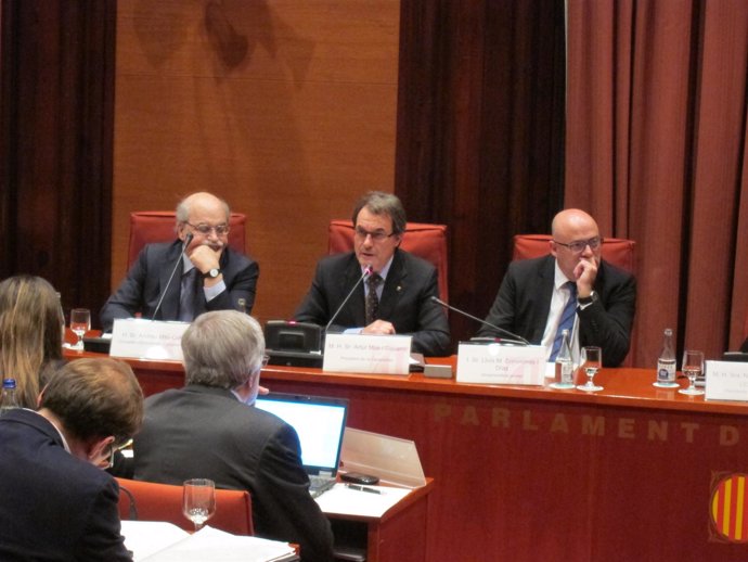 El conseller Andreu Mas-Colell y el presidente de la Generalitat Artur Mas