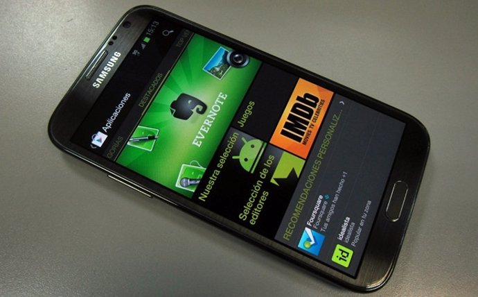 Google Play Store en un smartphone Samsung Galaxy Note 2 con Android