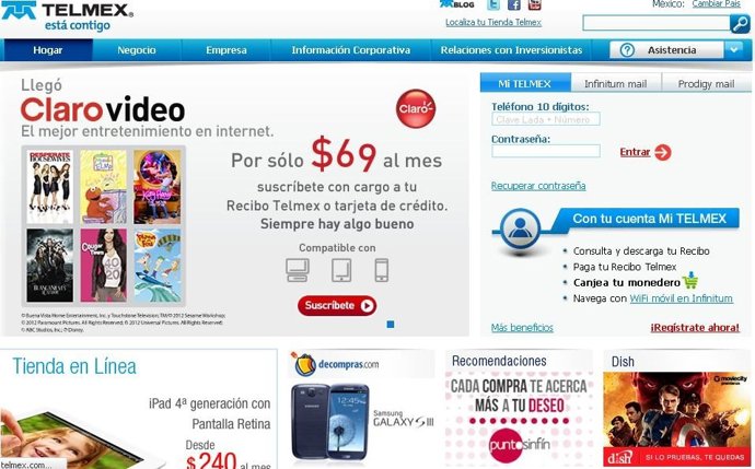 Página web de Telmex Colombia