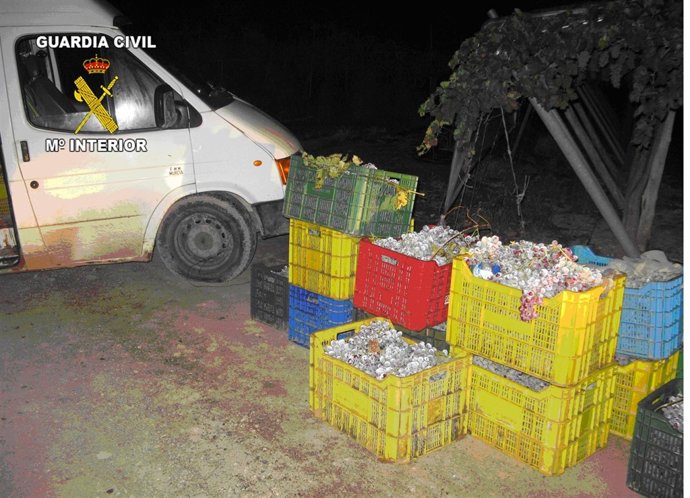 Imagen de las cajas de uva robadas