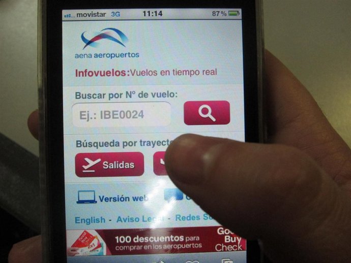 Aplicación del servicio Infovuelos a través de aena.Mobi