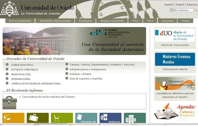 Página web de la Universidad de Oviedo