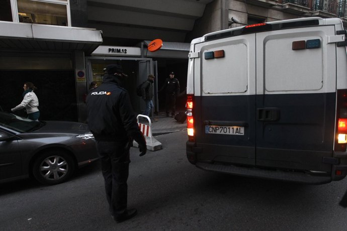 Furgón en el que Díaz Ferrán llega a la Audiencia Nacional