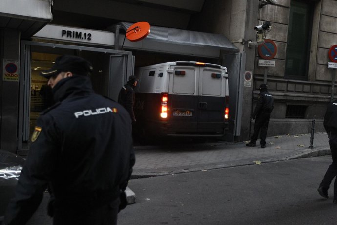 Furgón en el que Gerardo Díaz Ferrán llega a la Audiencia Nacional