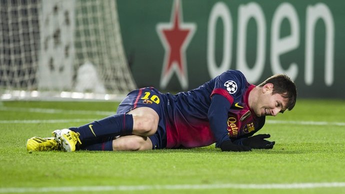Messi, en el momento de su lesión