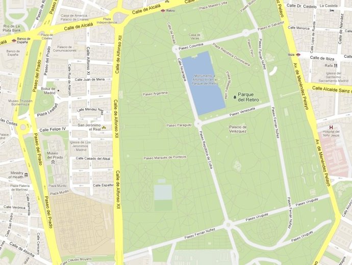 Mapa del Parque del Retiro, Madrid