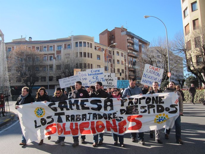Manifestación de los trabajadores de Gamesa en Pamplona