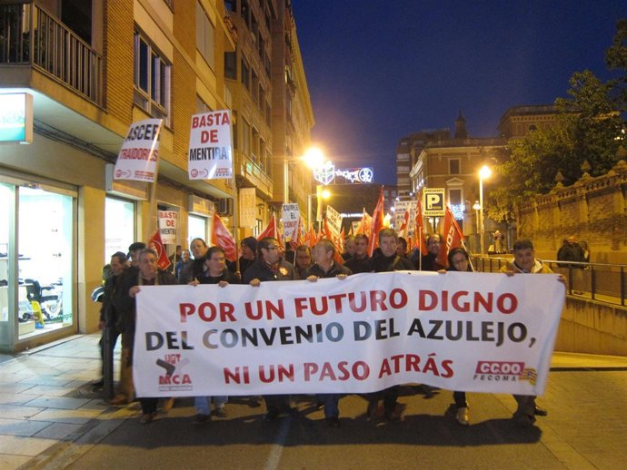 Manifestación de trabajadores del sector cerámico