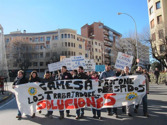 Manifestación de los trabajadores de Gamesa en Pamplona