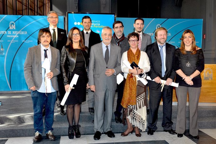 El presidente de la Junta, José Antonio Griñán, junto a los premiados