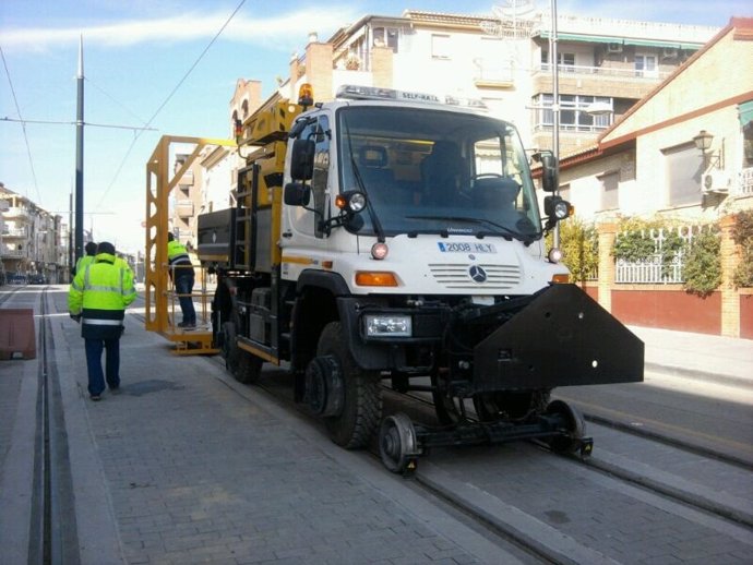 Trabajos previos a las pruebas de circulación del Metro de Granada