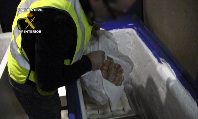 Un agente se incauta de una bolsa de alimentos durante la Operación Opson