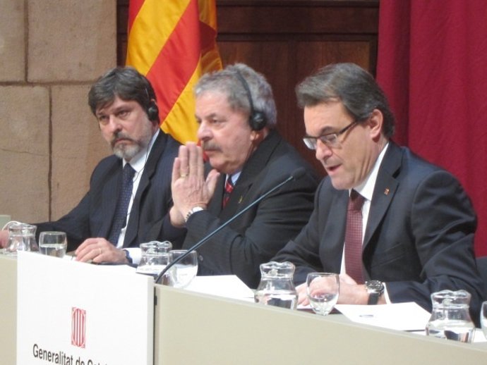 El expresidente de Brasil Lula da Silva y el presidente catalán Artur Mas.