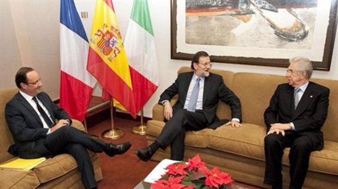 Rajoy, Hollande y Monti