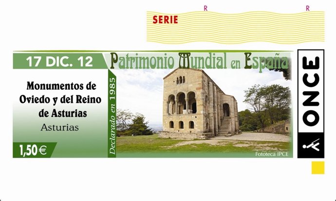 Cupón de la ONCE con imagen de Oviedo.