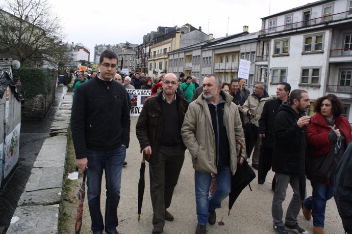 Jorquera en una protesta en Lugo de afectados por las preferentes