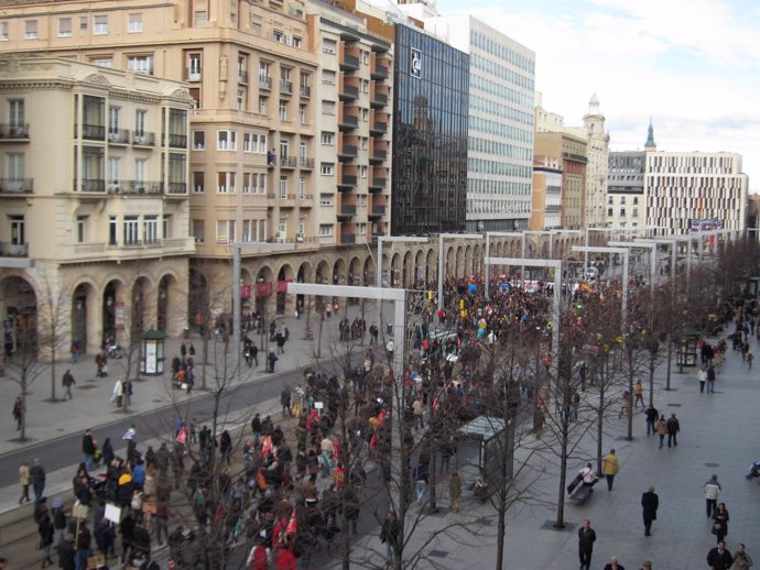 Manifestación de trabajadores de Caja3 en Zaragoza