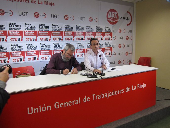 El secretario general de UGT, Cándido Méndez, junto a su homólogo en La Rioja