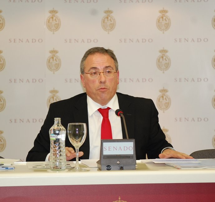 Aldama en rueda de prensa del Senado