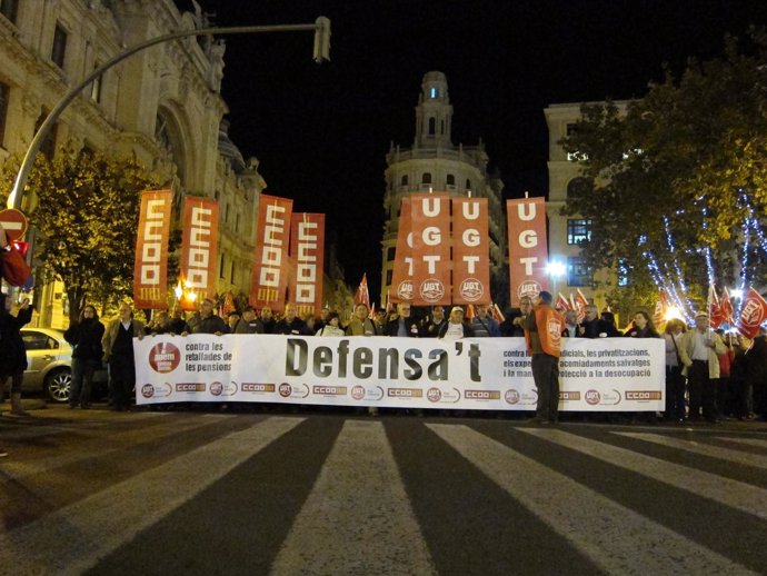 Manifestación sindical en Valencia