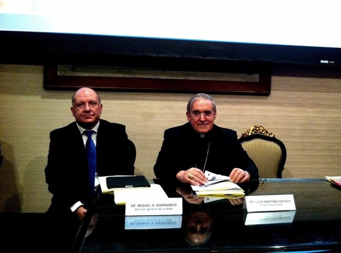 El dtor grl de La Salle, M.A Barrabeig, y el cardenal arzobispo Ll.M.Sistach
