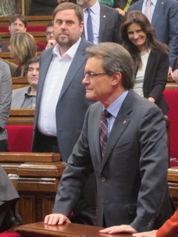 Artur Mas y Oriol Junqueras, en el pleno de constitución del Parlament