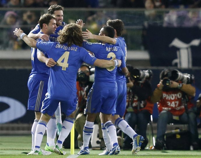 El Chelsea celebra un gol de Mata en el Mundial de Clubes