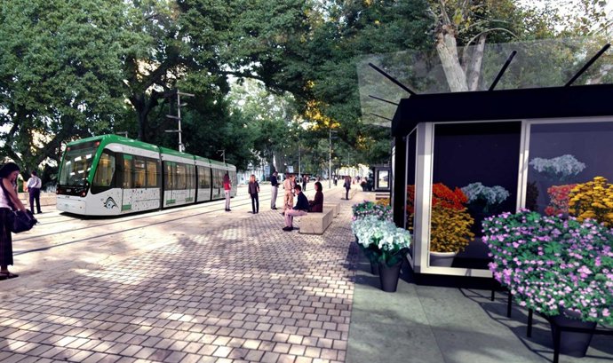 Recreación del metro en superficie por el centro de Málaga