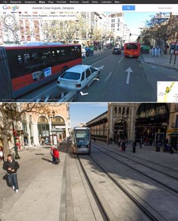 El tranvía en Mercado Central antes y después