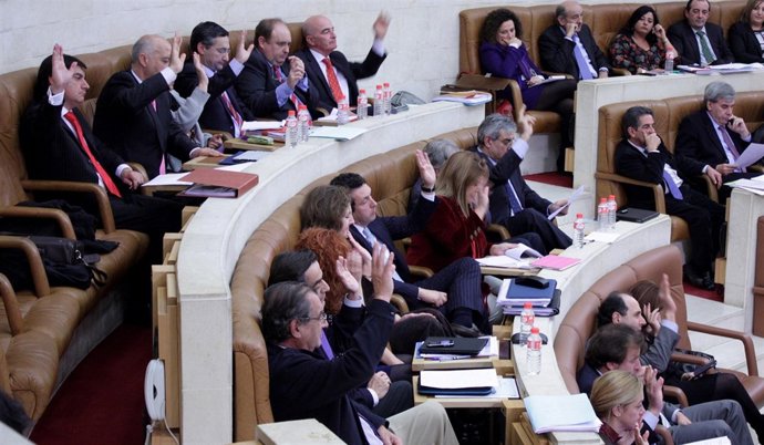 La bancada del PP votando en contra de las enmiendas de la oposición