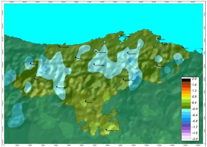 Mapa de temperaturas en el trimestre septiembre-noviembre