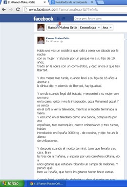 Muro del Facebook de  Ramón Mateu