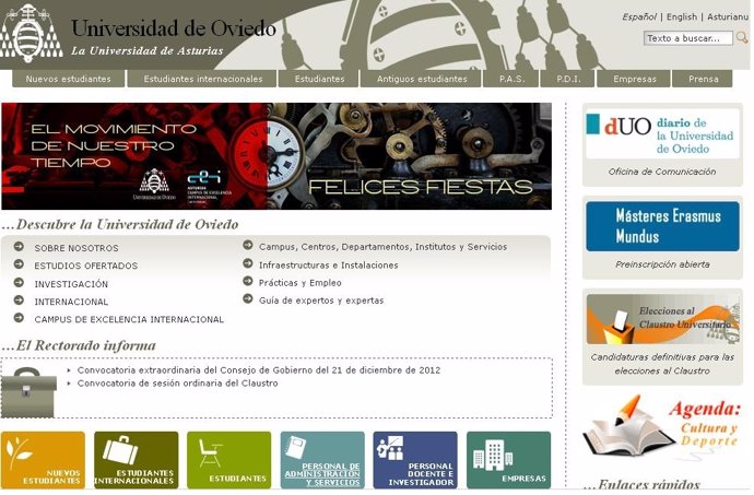 Página web de la Universidad de Oviedo