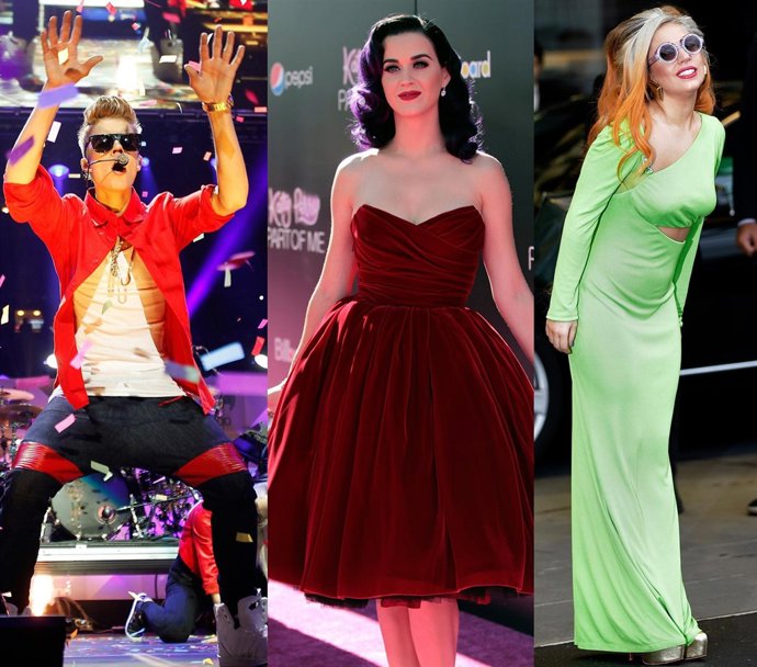Montaje Justin Bieber, Katy Perry y Lady Gaga