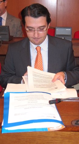El concejal de Hacienda, José María Bellido, consulta documentos antes del Pleno