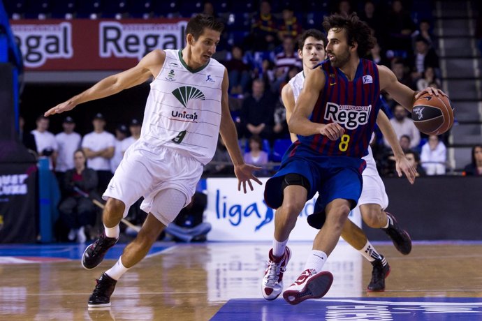 K. Valters Y Víctor Sada, FC Barcelona Regal - Unicaja (Baloncesto)