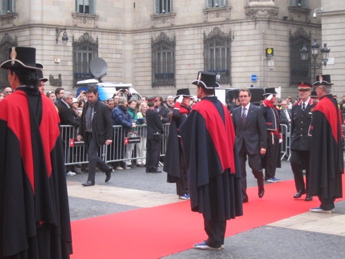 El presidente Artur Mas, en la entrada en el Palau de la Generalitat