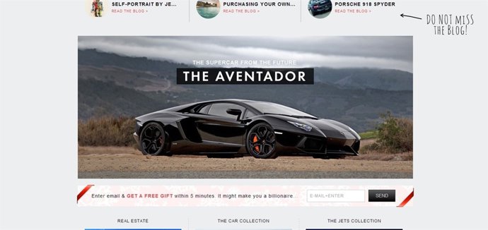 Página web The Billionaires Shop