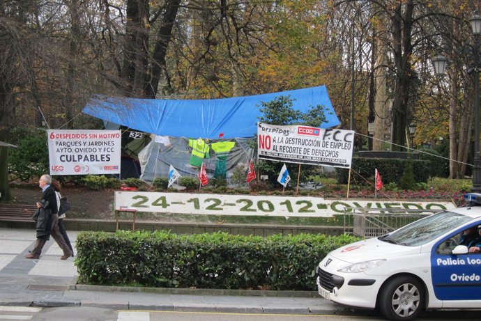 Acampada de trabajadores de parques y jardines