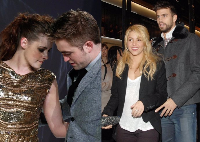 Montaje Kristen Stewart y Robert Pattinson / Shakira y Piqué